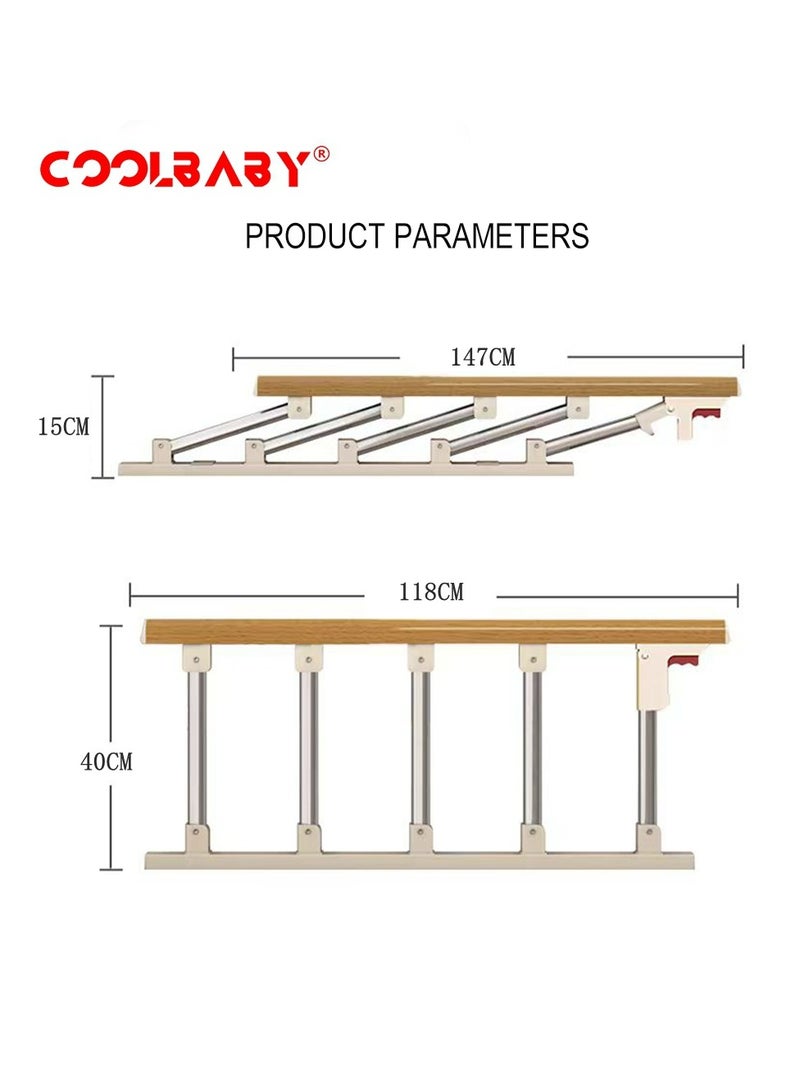 COOLBABY Bed Rails For The Elderly Safety Foldable Bedside Armrests Auxiliary Handles Foldable Bed Crutches Guardrails For The Elderly Adjustable Railings Anti-fall Sleep Bumpers