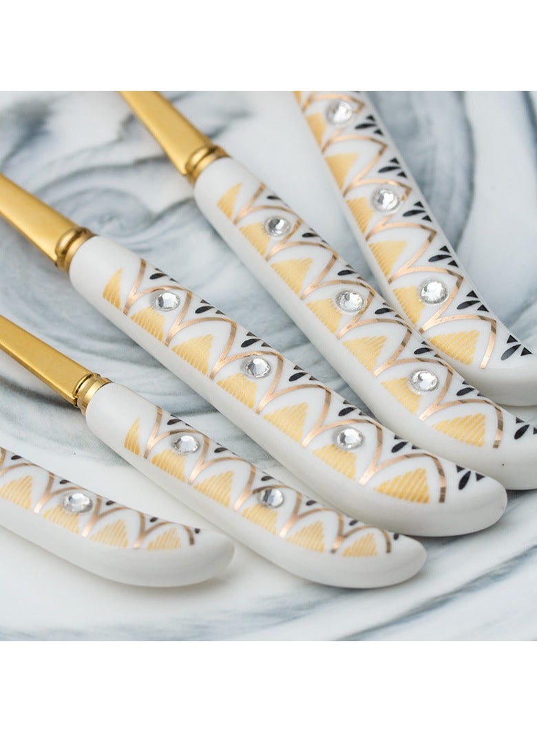 Light Luxury Ceramic Handle Knife Fork Spoon Gift Box Household High Beauty Stainless Steel Tableware 8 Piece Set