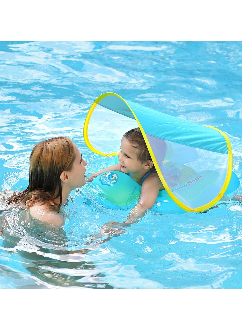 Baby Swimming Float Baby Swimming Ring Toddler Swimming Vest Children Waist Float Ring Inflatable Baby Float with Canopy Baby Swimming Ring Swimming Lap For Toddlers Swim Trainer (Green)