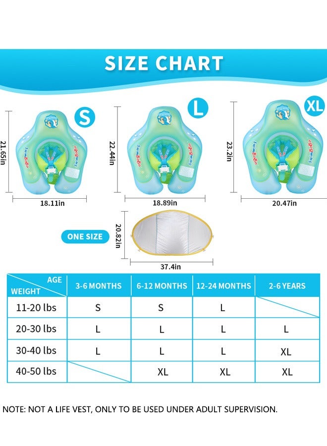 Baby Swimming Float Baby Swimming Ring Toddler Swimming Vest Children Waist Float Ring Inflatable Baby Float with Canopy Baby Swimming Ring Swimming Lap For Toddlers Swim Trainer (Green)