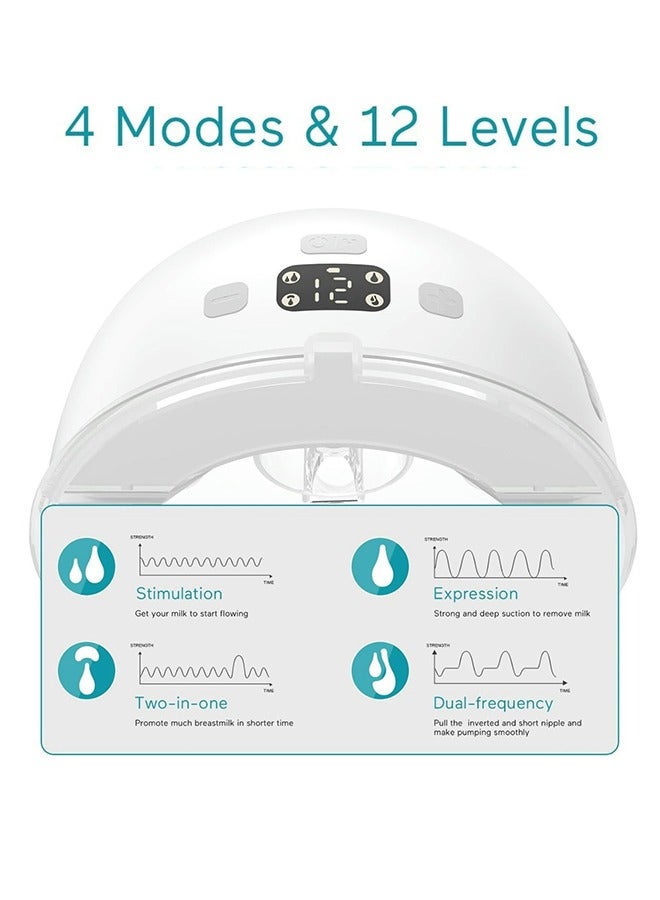 P16 Hands-Free Electric Wearable Breast Pump With Strong Suction, Low Noise, 4 Modes And 12 Levels, 19/21 MM Insert Accessories, 2 Pieces