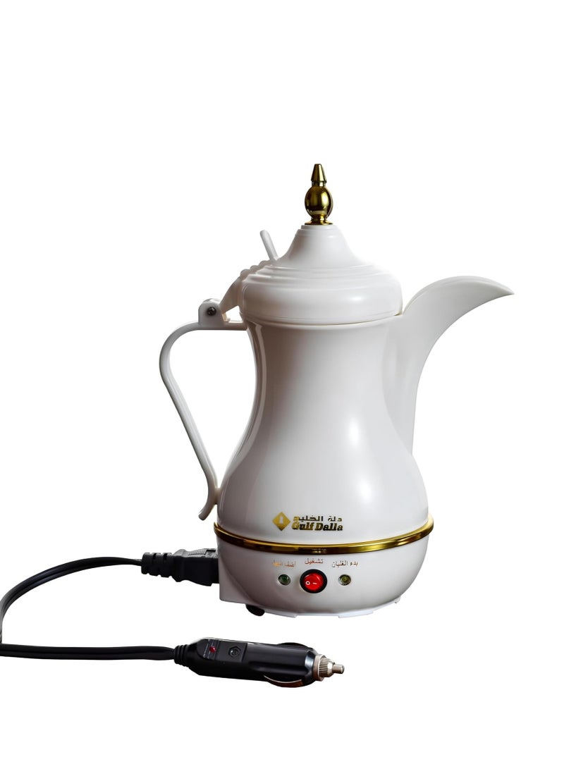 120 Watt Car Coffee Maker with 400ml Capacity and Car Charging Power Cable Gulf Dalla GA-C91844 - White