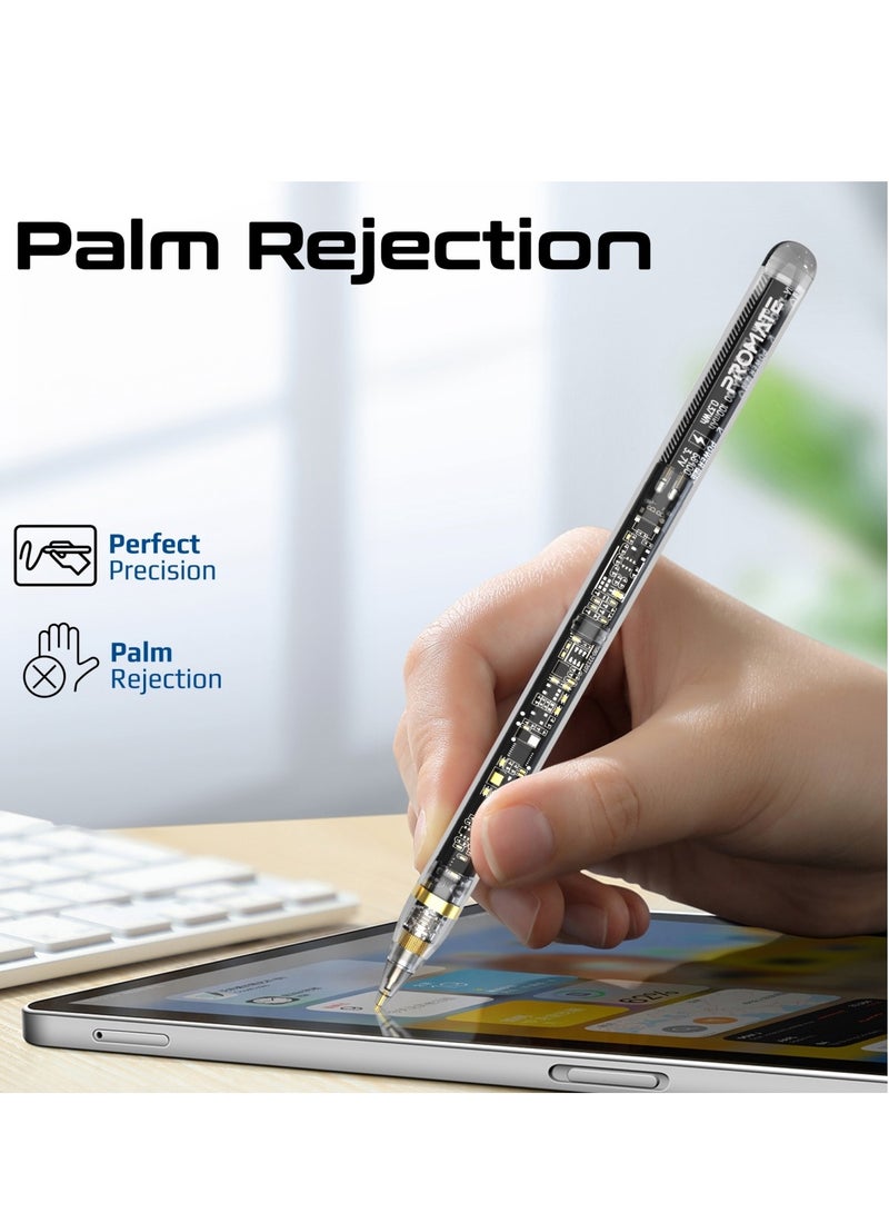 Transparent Stylus Pencil With Magnetic Wireless Charging, 8-Hour Battery Life, Replaceable Nib, Palm Rejection And Tilt Recognition For iPad Pro 11/12.9, iPad 10/9/8/7/6 Black