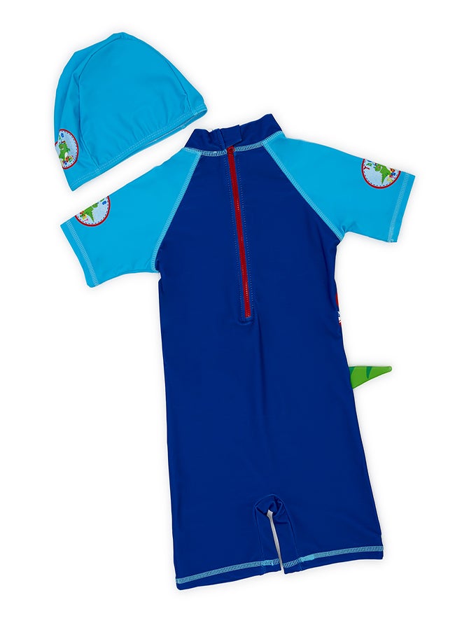 Urban Dino Swimwear Set with Cap for Boys