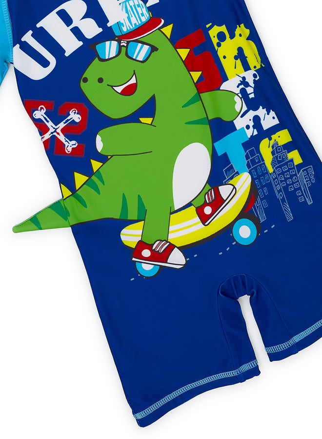 Urban Dino Swimwear Set with Cap for Boys