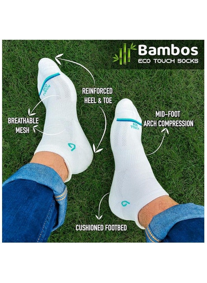 BAMBOS Unisex Eco Touch Athletic Ankle Bamboo Socks for Men & Women Running, Badminton & Gym, Pack of 3 (Size UK 7-11, Black)