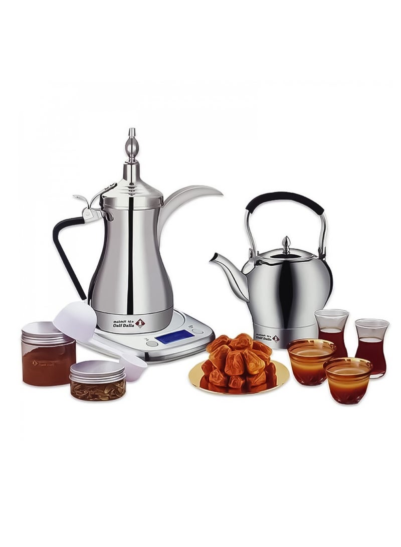 1000 Watt Electric Coffee Maker with 1 Litre Capacity, Gulf Dalla GA-C84849 - Silver