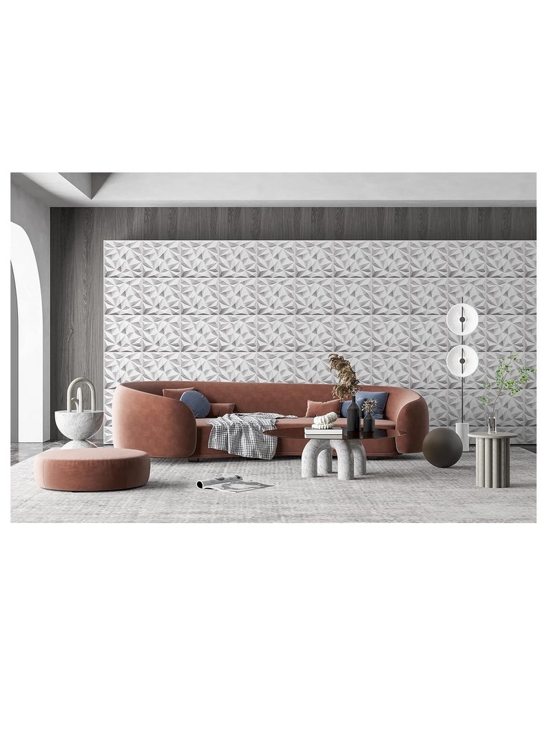 12 Pack 3D Wall Panels 3D Texture Wallpaper Panel Diamond Design Decorative Wall Covering 30x30cm White