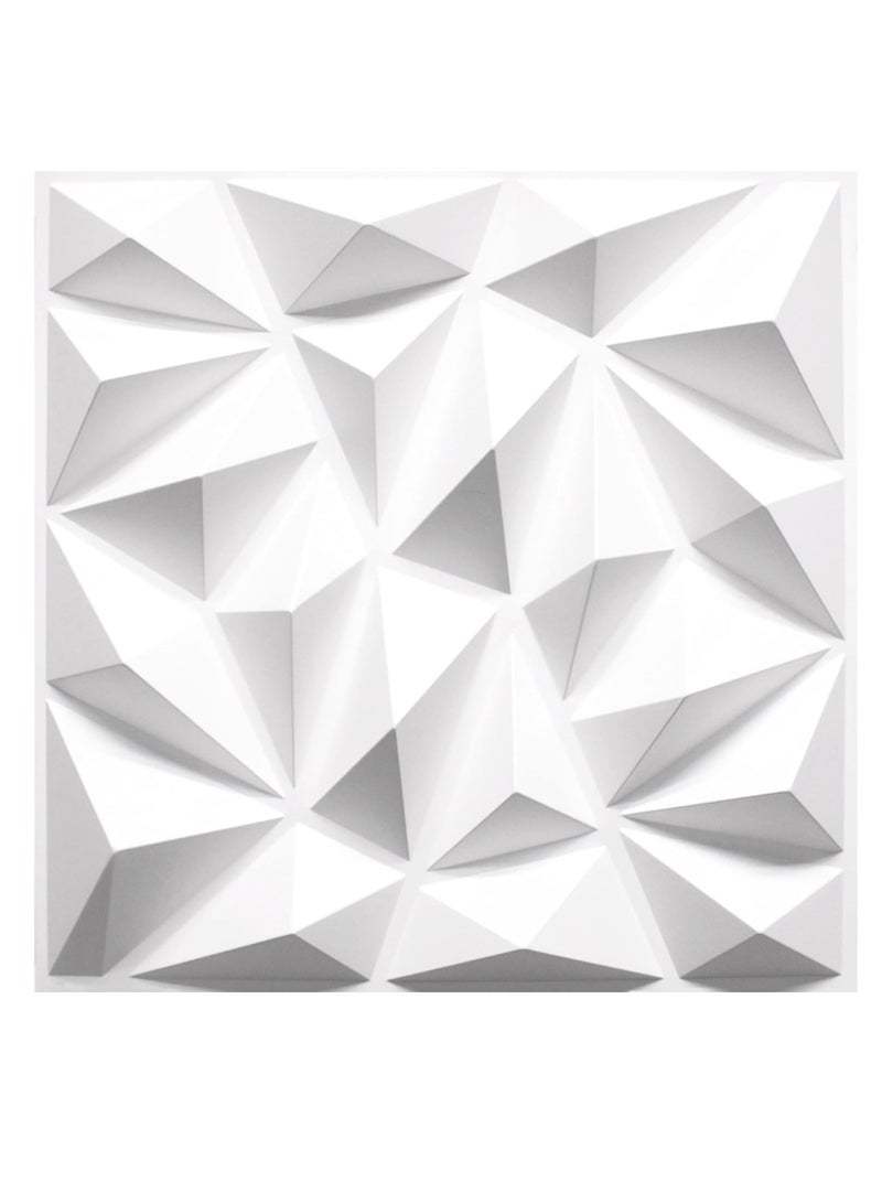 12 Pack 3D Wall Panels 3D Texture Wallpaper Panel Diamond Design Decorative Wall Covering 30x30cm White