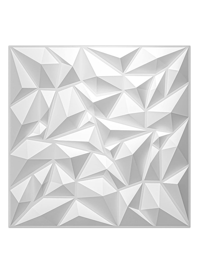 12 Pack 3D Wall Panels 3D Texture Wallpaper Panel Small Diamond Design Decorative Wall Covering 30x30cm White