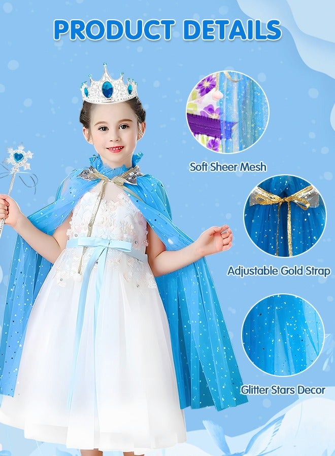 Princess Cape Costume, 7 Piece Girls Princess Cloak Set , Princess Dress Up Festival Party Costume with Crown Wand,Cosplay Cloak,Girls Dress Up Toys