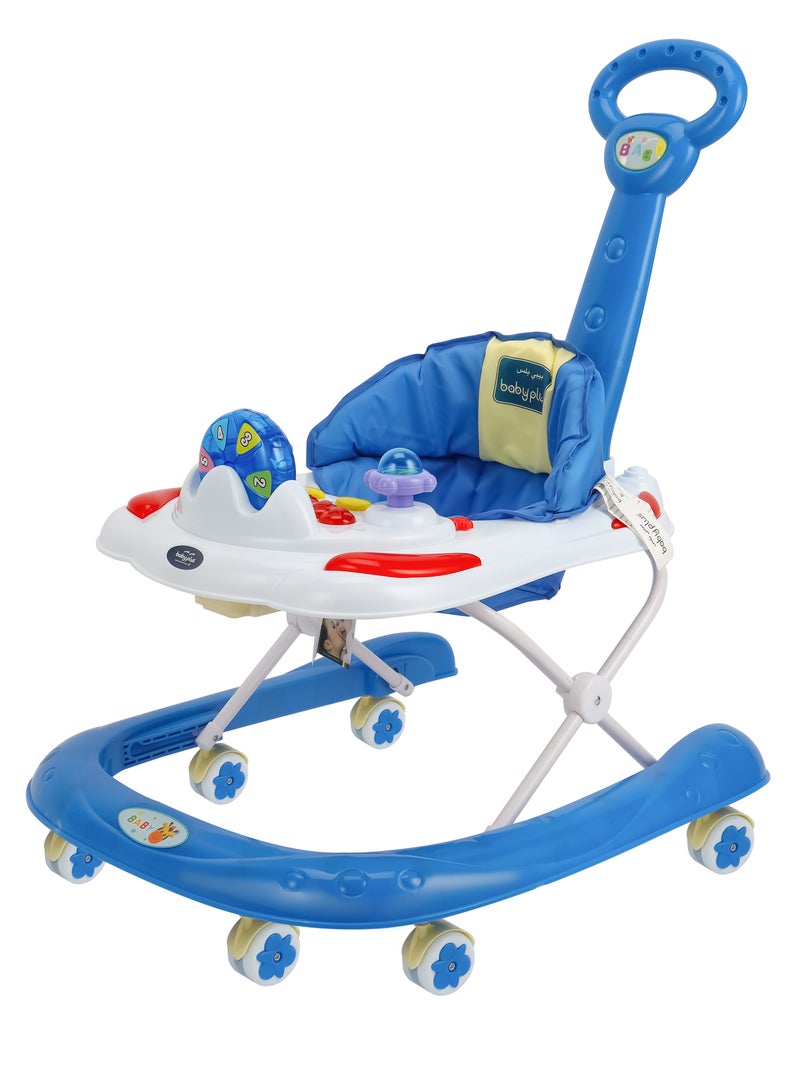 Foldable Baby Walker | Portable Toddler Walker with Soft Cushion Seat and Comfortable Backrest | Lightweight and Adjustable Baby Walking Assistant – BLUE