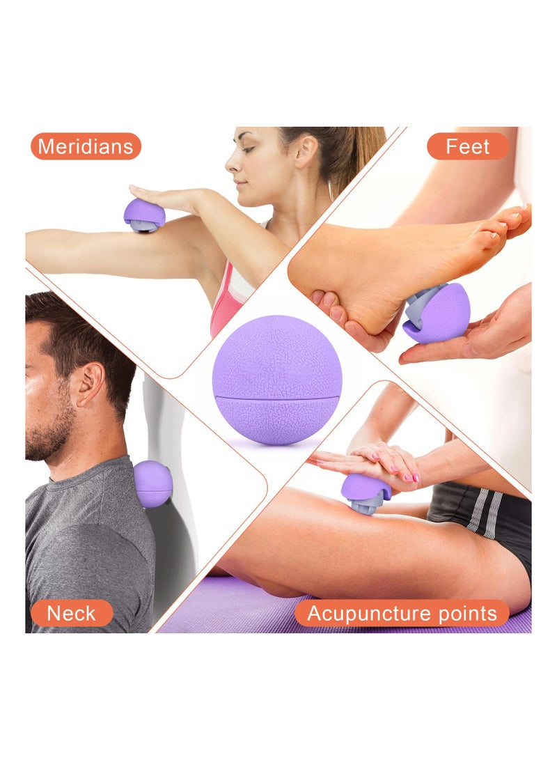 Massage Lacrosse Balls Therapy for Sore Muscles Shoulders Neck Back Foot Body Deep Tissue Trigger Point Muscle Knots Yoga and Myofascial Release Purple