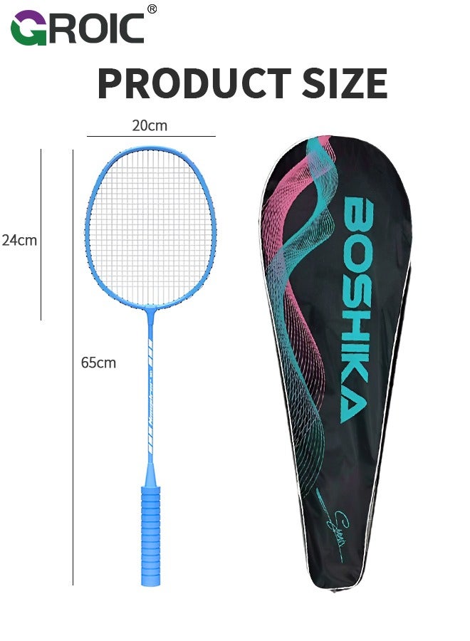 2 Pieces Badminton Set,Outdoor sports set,Badminton Set Including 1 Badminton Bag,2 Rackets,4 Glowing badminton Shuttlecocks