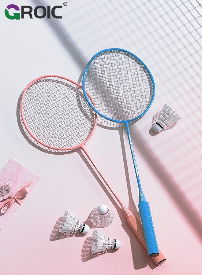 2 Pieces Badminton Set,Outdoor sports set,Badminton Set Including 1 Badminton Bag,2 Rackets,4 Glowing badminton Shuttlecocks