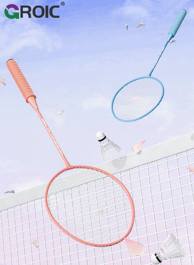 2 Pieces Badminton Set,Outdoor sports set,Badminton Set Including 1 Badminton Bag,2 Rackets,4 Glowing badminton Shuttlecocks