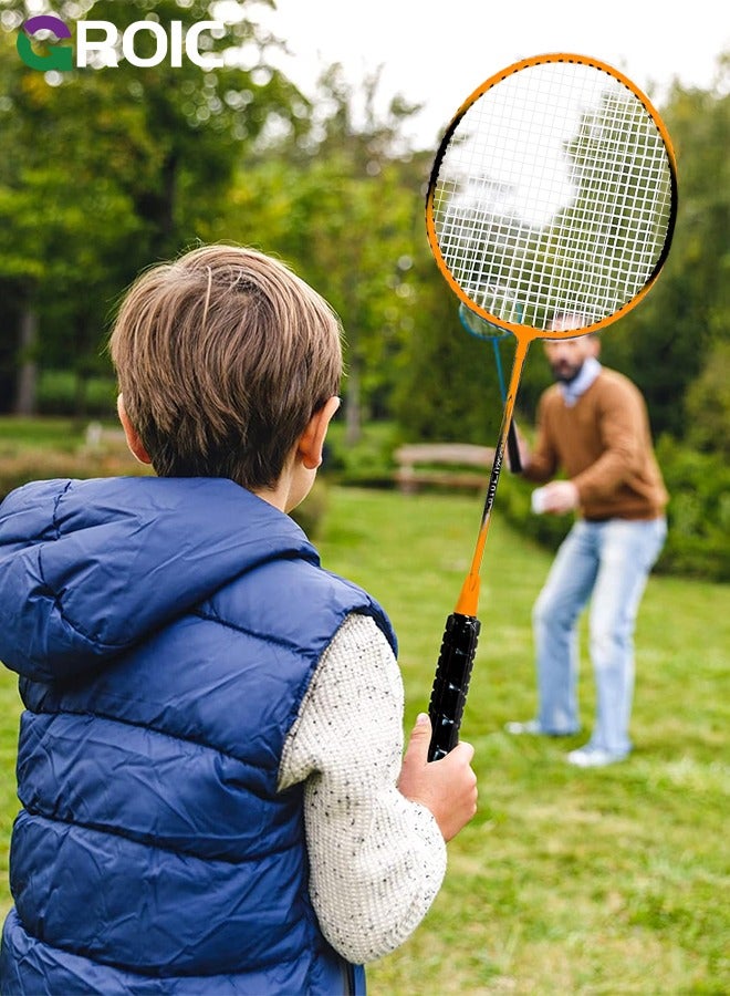 2 Pieces Badminton Set,Outdoor sports set,Badminton Set Including 1 Badminton Bag,2 Rackets,3 Badminton Balls,Outdoor Sports Equipment(Orange)