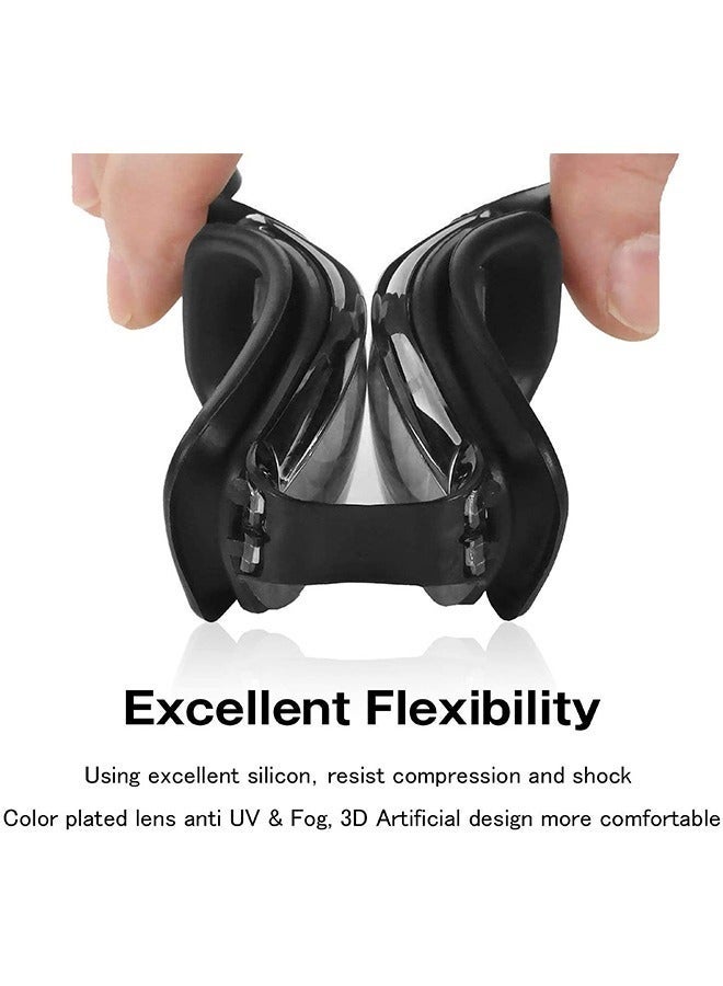 5 Pieces Adjustable Swimming Goggles Sets Anti-Leak, Anti-Fog,with Swimming Cap,Nose Clip Ear Plugs,Waterproof Bag Case , Suitable for Adult Men ,Women ,Teenagers,Beginners, Professionals