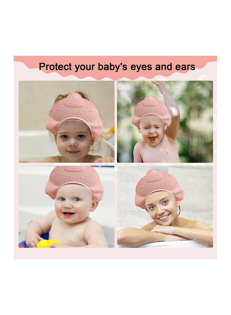 2 Pack Shower Cap for Baby Kids Bath Visor Protection Hat Safe Shower Bathing Cap With Elastic Adjustable Band for Infants Toddler Children Over 6 Months