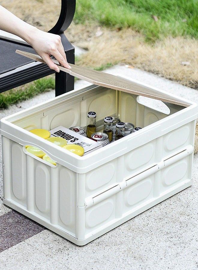 Collapsible Storage Bin with Lid, Plastic Box  Saving Space, Trunk Foldable Organizer Durable Non Slip Lightweight for Car, SUV, Truck, Van, Home, Camping Outdoor