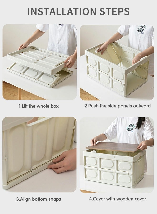 Collapsible Storage Bin with Lid, Plastic Box  Saving Space, Trunk Foldable Organizer Durable Non Slip Lightweight for Car, SUV, Truck, Van, Home, Camping Outdoor