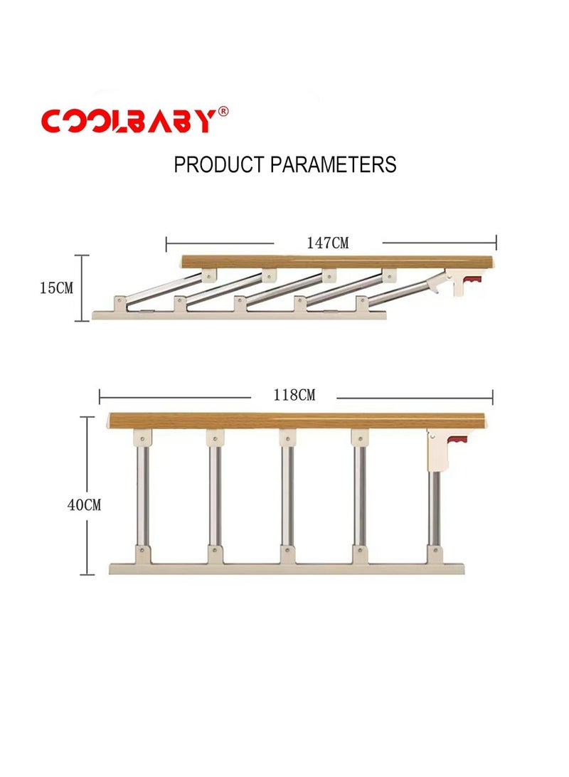 COOLBABY Bed Rails For The Elderly Safety Foldable Bedside Armrests Auxiliary Handles Foldable Bed Crutches Guardrails For The Elderly Adjustable Railings Anti-fall Sleep Bumpers