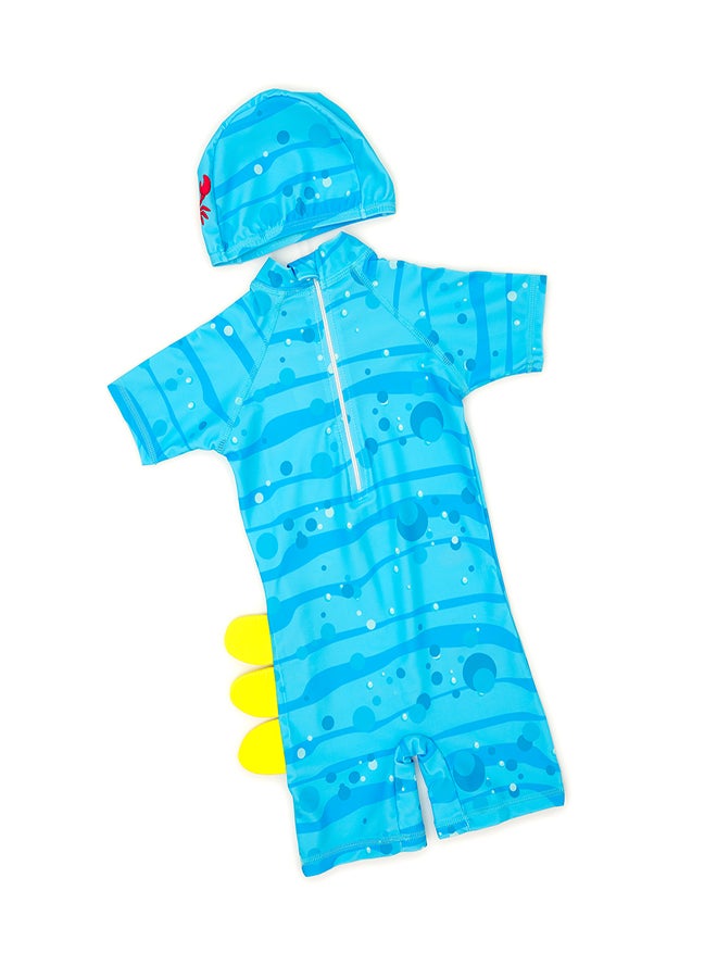 Dino Adventure Swimwear Set with Cap for Boys