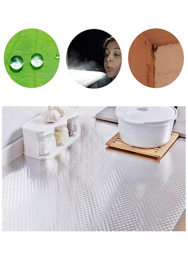 3-Roll Oil And Waterproof Stickers Aluminum Foil For Kitchen Silver 61x300cm