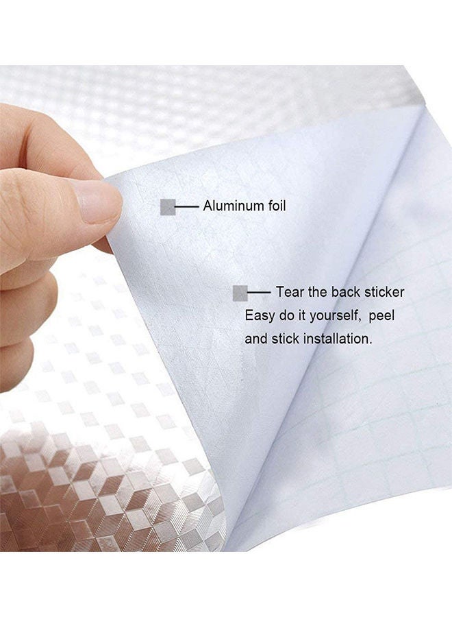 3-Roll Oil And Waterproof Stickers Aluminum Foil For Kitchen Silver 61x300cm
