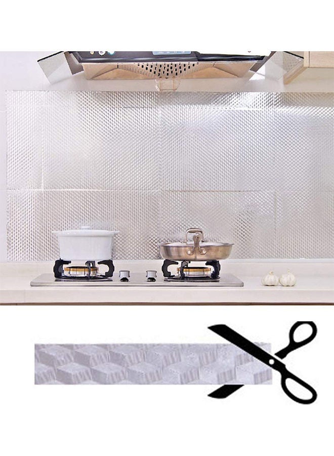 3-Roll Oil And Waterproof Stickers Aluminum Foil For Kitchen Silver 61x300cm