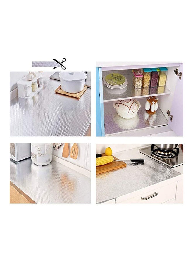 3-Roll Oil And Waterproof Stickers Aluminum Foil For Kitchen Silver 61x300cm