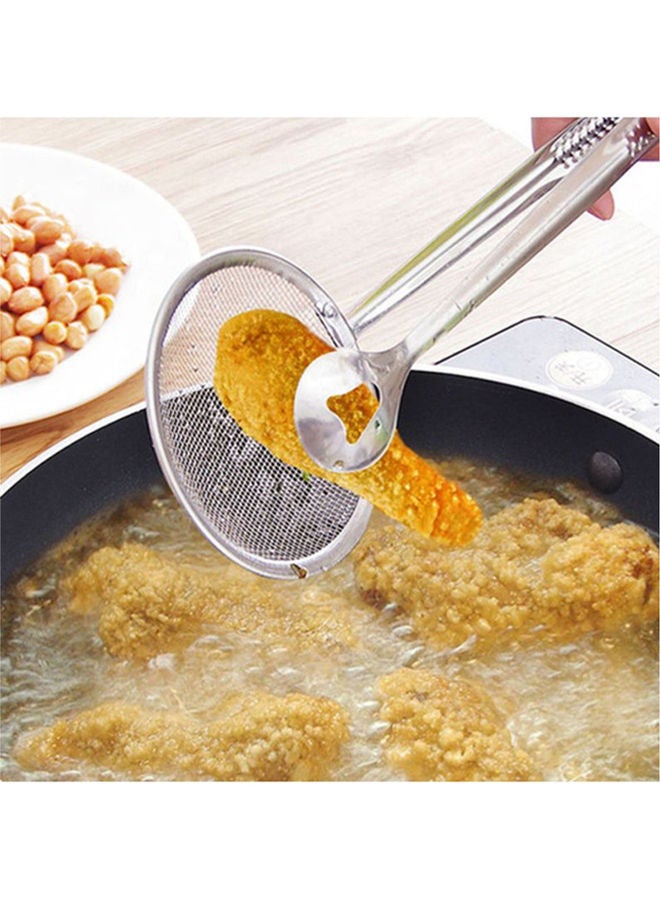 Mesh Spoon Fried Edible Oil Strainer Clip Silver 28x10x1cm