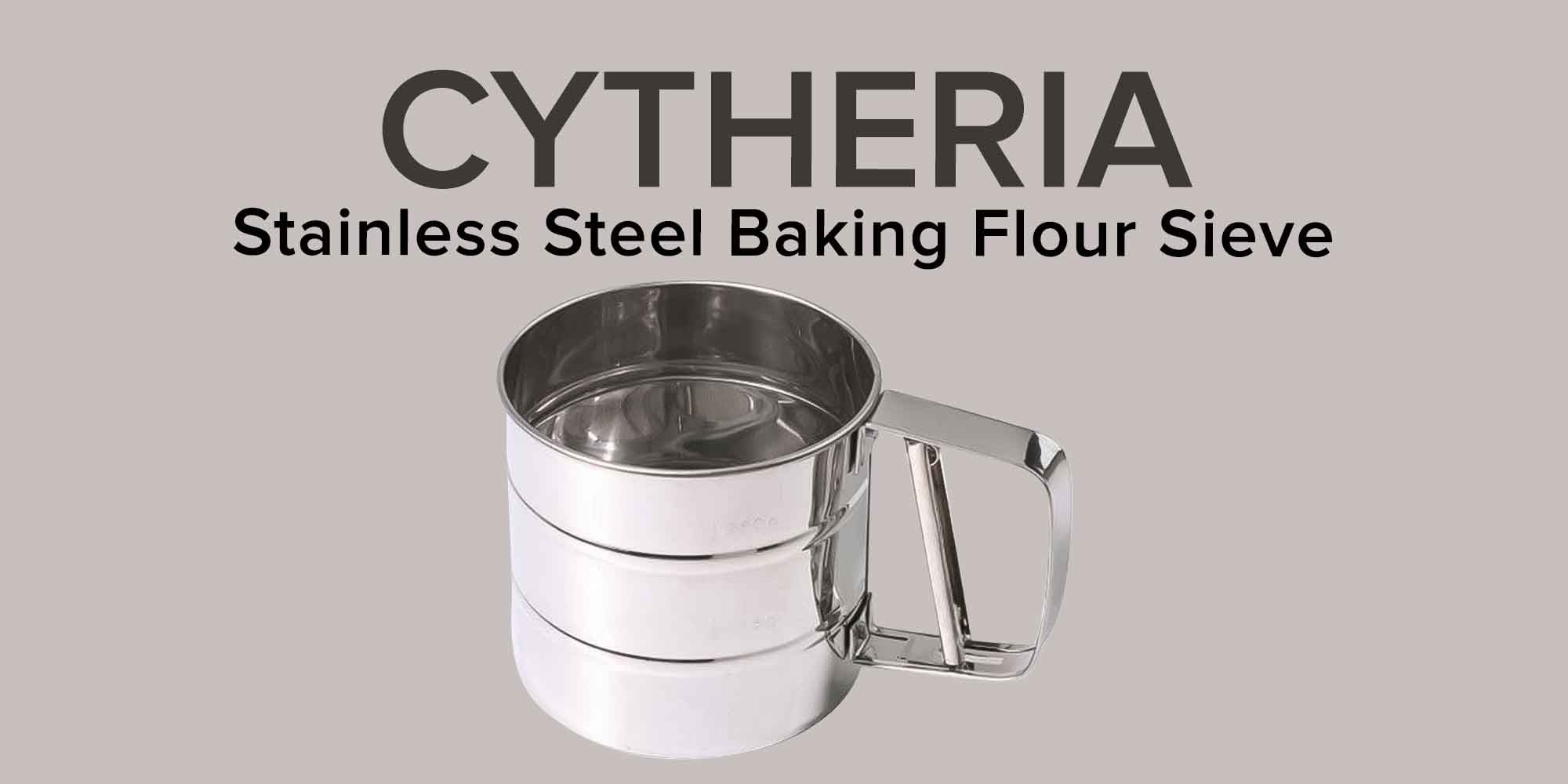 Baking Flour Sifter Stainless Steel Sieve Silver 10.5x10.5x9.5cm