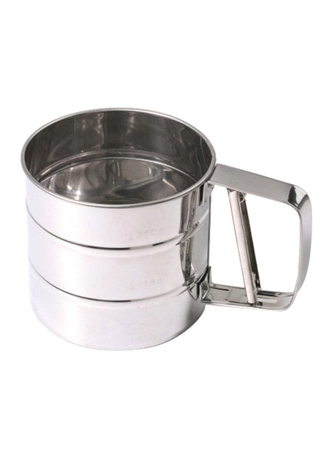 Baking Flour Sifter Stainless Steel Sieve Silver 10.5x10.5x9.5cm