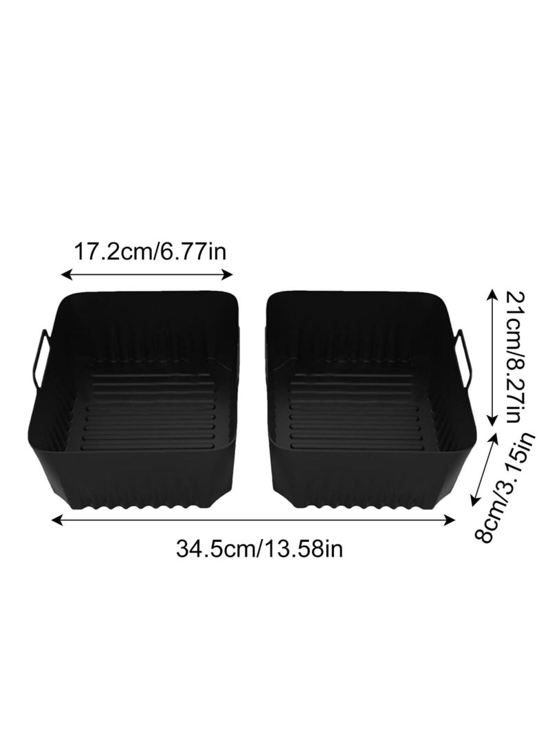 2Pcs Air Fryer Liners, Drawer Air Fryer Liners for Ninja, 10.4L Silicone Air Fryer Pot Insert Basket, Food Grade Air Fryers Baking Pan Trays, Reusable Silicone Liners, for Ninja Air Fryer Accessories