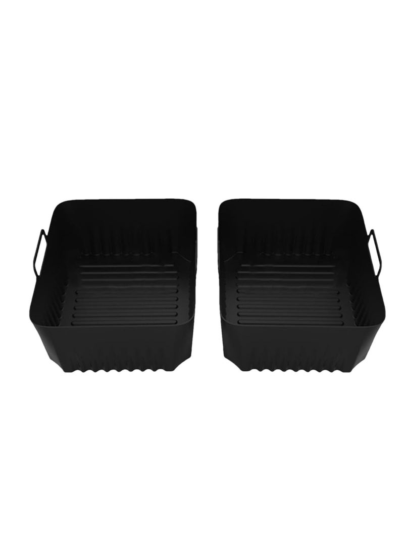 2Pcs Air Fryer Liners, Drawer Air Fryer Liners for Ninja, 10.4L Silicone Air Fryer Pot Insert Basket, Food Grade Air Fryers Baking Pan Trays, Reusable Silicone Liners, for Ninja Air Fryer Accessories