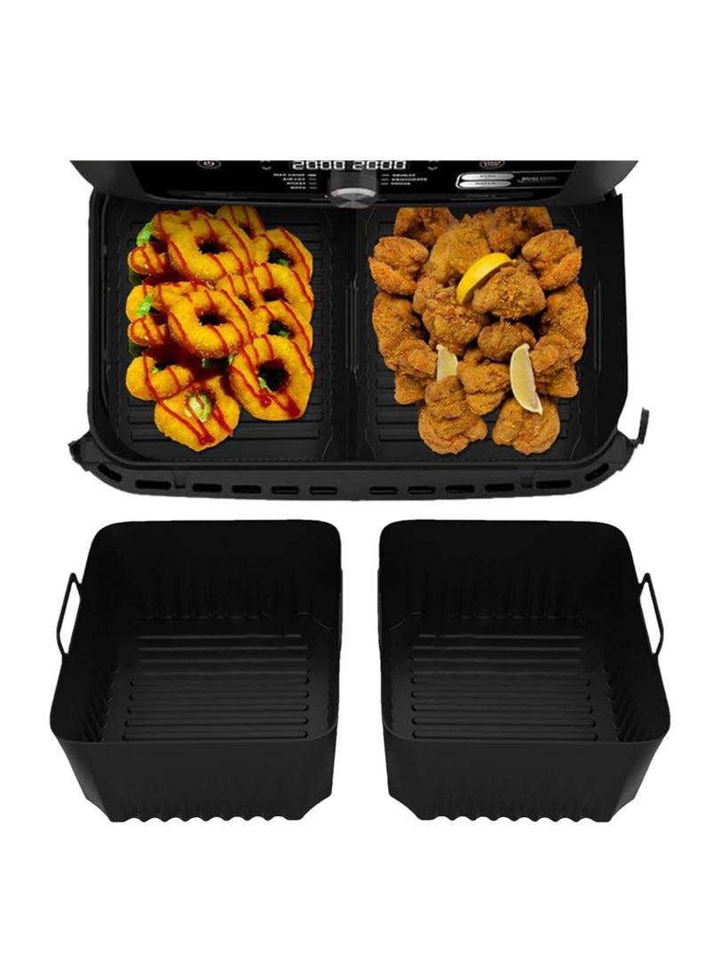 2Pcs Air Fryer Liners, Drawer Air Fryer Liners for Ninja, 10.4L Silicone Air Fryer Pot Insert Basket, Food Grade Air Fryers Baking Pan Trays, Reusable Silicone Liners, for Ninja Air Fryer Accessories