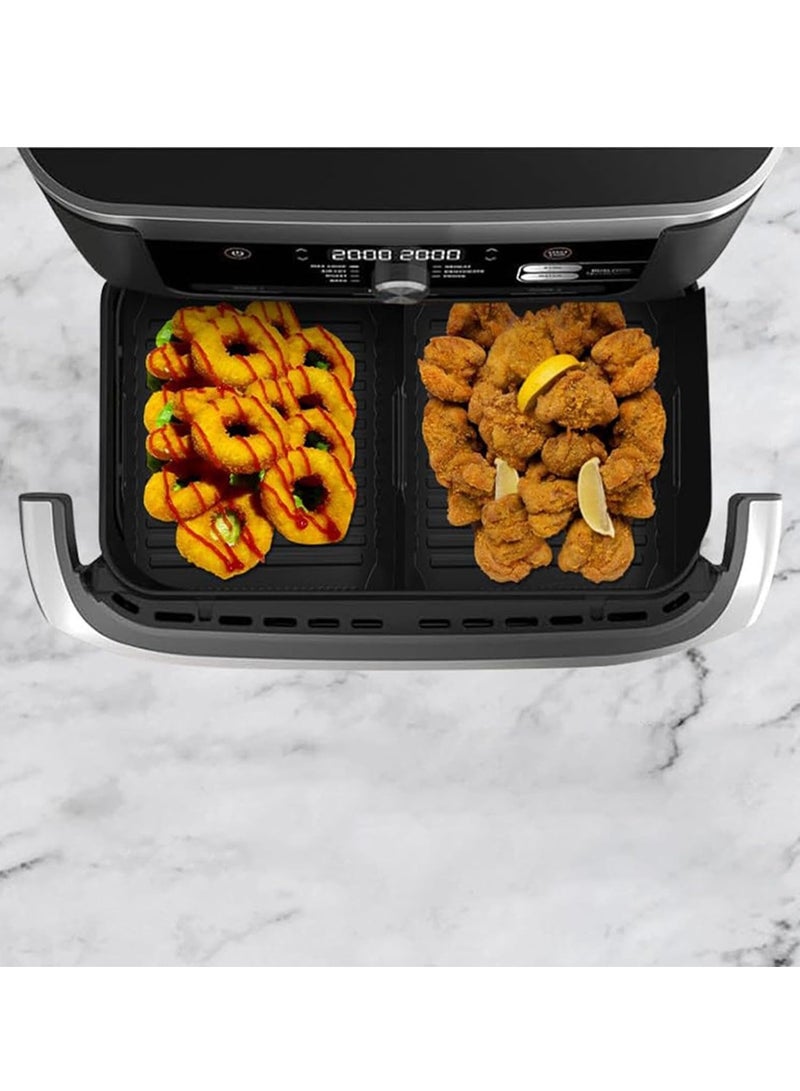 2Pcs Air Fryer Liners, Drawer Air Fryer Liners for Ninja, 10.4L Silicone Air Fryer Pot Insert Basket, Food Grade Air Fryers Baking Pan Trays, Reusable Silicone Liners, for Ninja Air Fryer Accessories