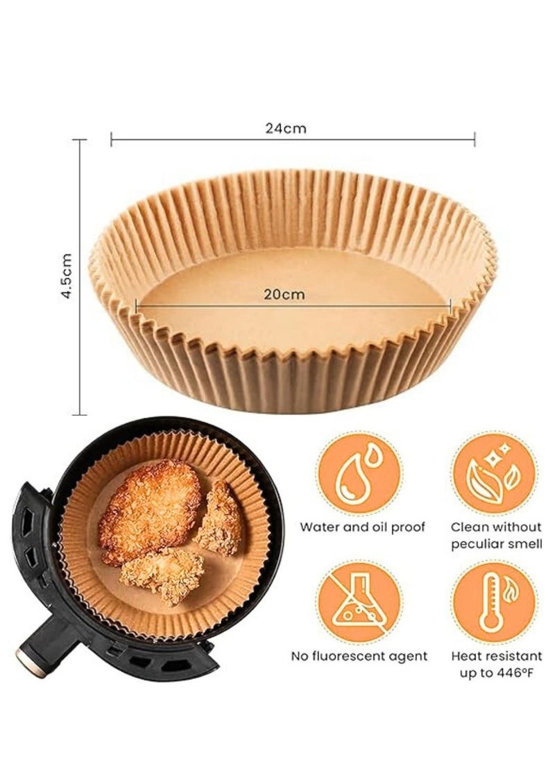 ARTC Air Fryer Disposable Food Grade Paper Liner And  Non-Stick Oil Resistant Microwave And Oven Parchment For Baking And Roasting Round Shape 20cm