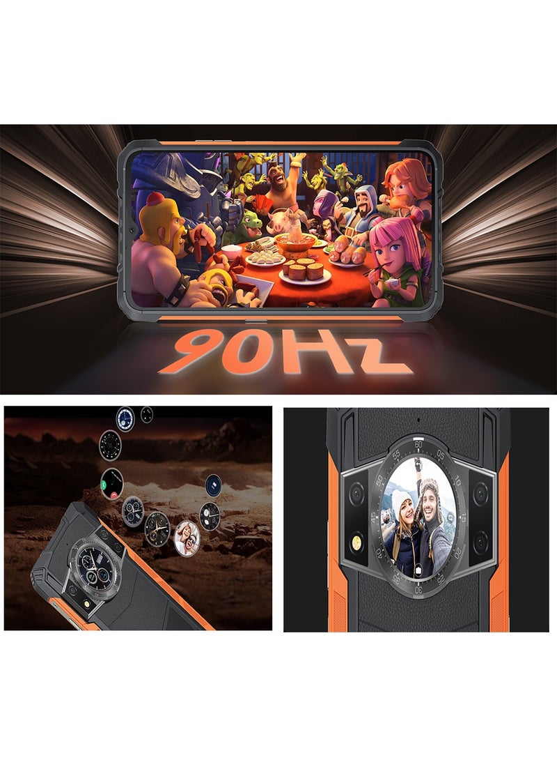 KINGKONG ACE 3 Rugged Phone 6.583'' 90Hz FHD+ Display Android 14 8GB RAM 256GB ROM 100MP + 32MP Camera Waterproof Rugged Slim Mobile Fast Charging 5100mAh Battery Black-Orange