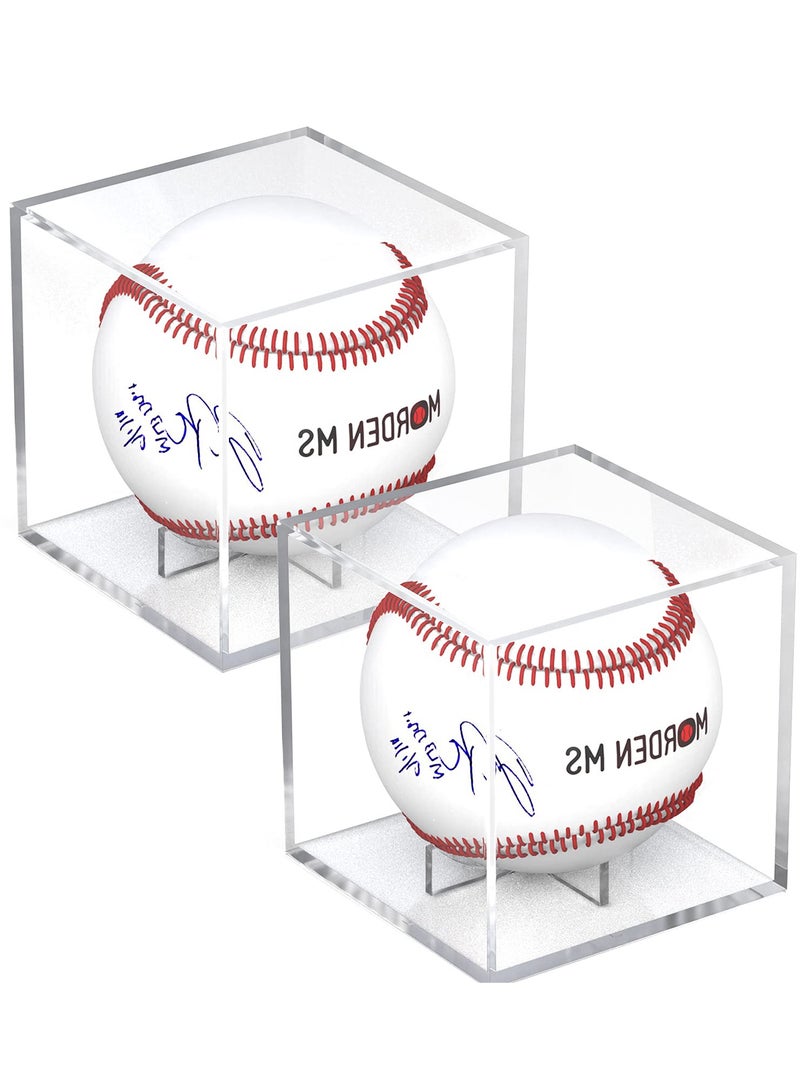 Baseball Display Case Acrylic Cube, Memorabilia Display Case for Single Ball, UV Protected Storage Box, Square Clear Baseball Stand, Sports Autograph Display Case Holder, Fits Official Size Ball