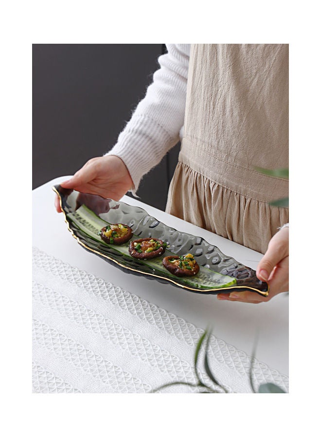 Pea Shaped Plate Grey/Green 39x11.5x4.5cm