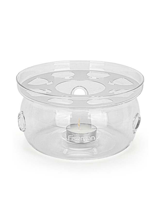 Tea Pot Warmer With Candle Heat Resistant Glass Clear 15x8cm