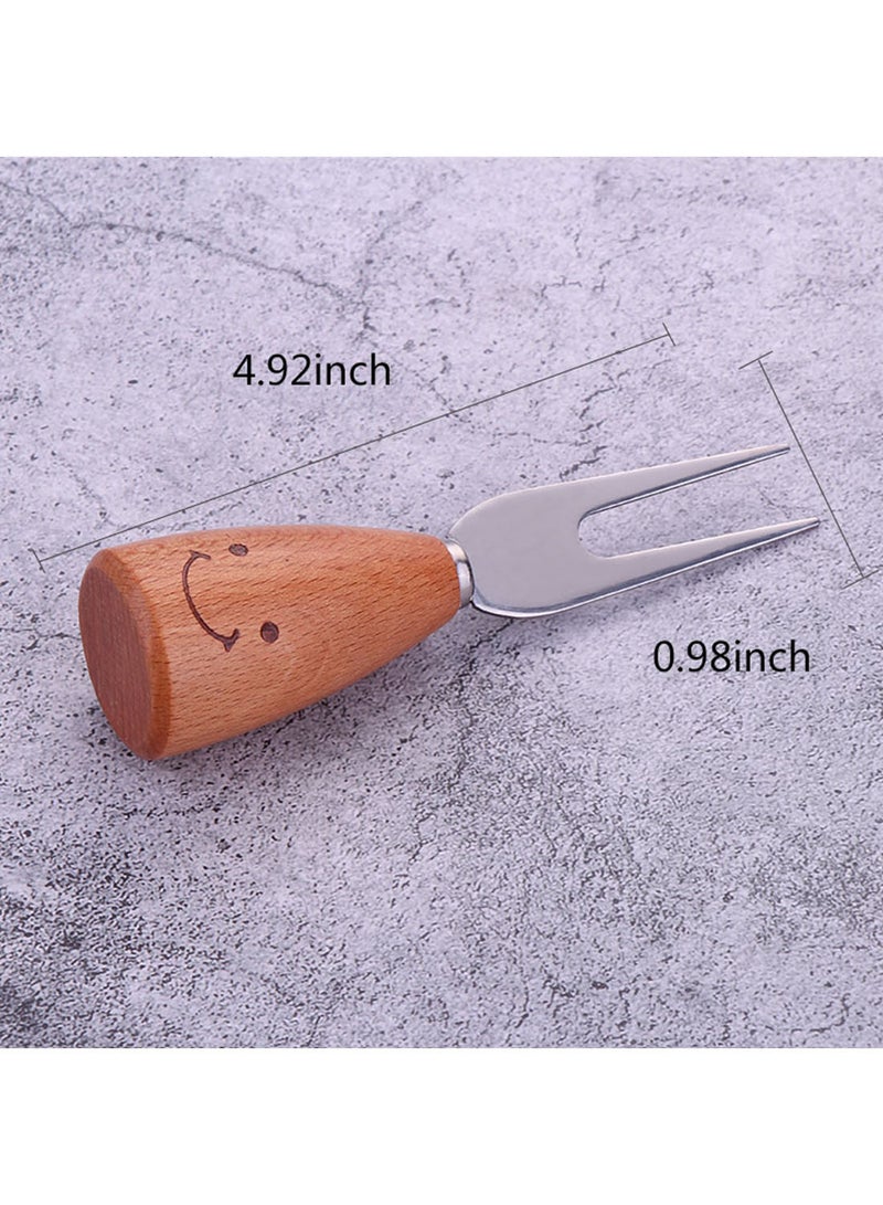 4-Piece Stainless Steel Cheese Knife Set With Wooden Handle Silver/Brown