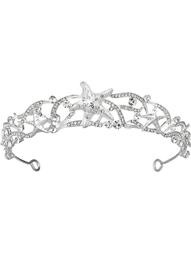 Mermaid Crown Wedding Starfish Headpiece Seashell Headband Rhinestone Tiara Costume Hair Accessories For Women