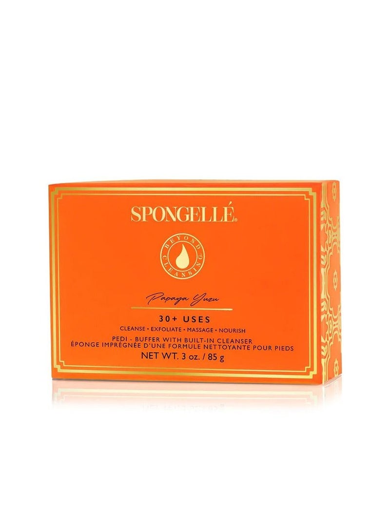 Spongelle Pedi Buffer - Papaya Yuzu [85 gm] Cruelty-Free Vegan-Friendly Pedicure Buffer With Extracts Of Peppermint And Sea Kelp, 30+ Washes