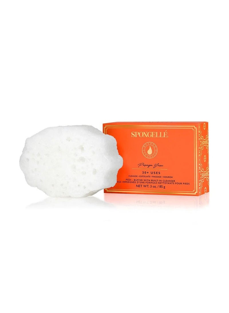 Spongelle Pedi Buffer - Papaya Yuzu [85 gm] Cruelty-Free Vegan-Friendly Pedicure Buffer With Extracts Of Peppermint And Sea Kelp, 30+ Washes