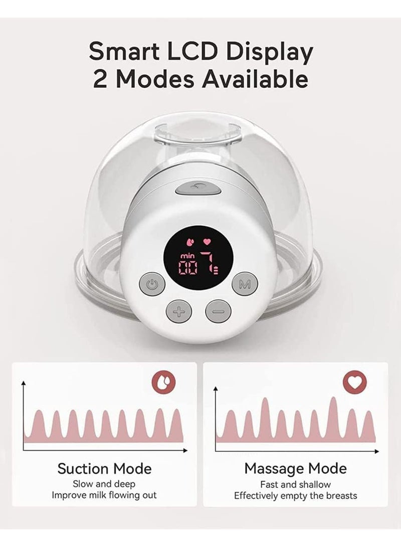 Electric Dual Hands-Free Breast Pump S12, LCD Display, Low Noise With Painless, 2 Modes And 9 Levels - White