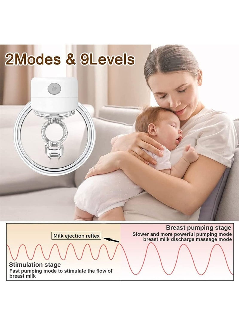 Electric Dual Hands-Free Breast Pump S12, LCD Display, Low Noise With Painless, 2 Modes And 9 Levels - White