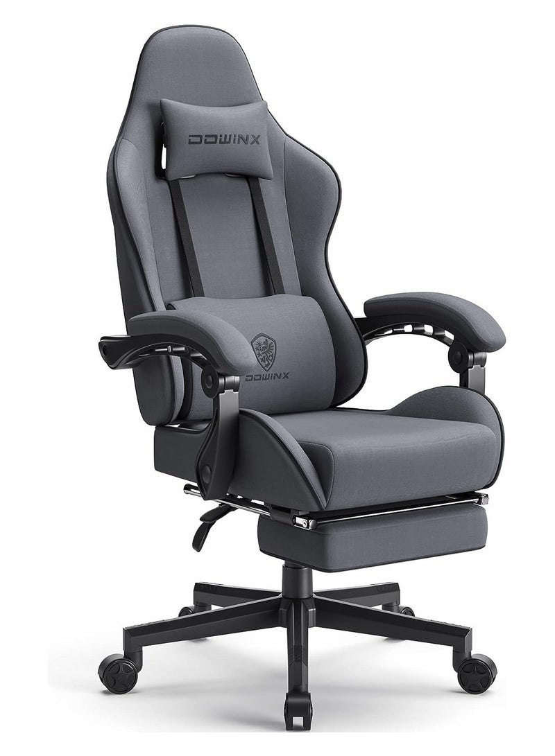 Mahmayi Dowinx Gaming Chair, Computer Chair PC Chair with Massage Lumbar Support, Ergonomic Chair with Footrest (Grey)